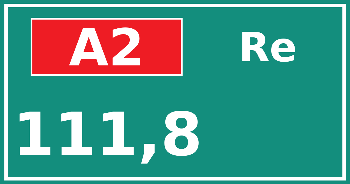 Hectometerbord A2 111,8 zijde Re