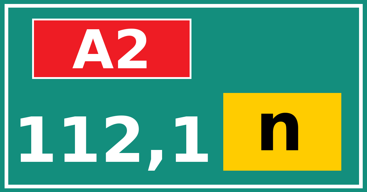 Hectometerbord A2 112,1 letter n