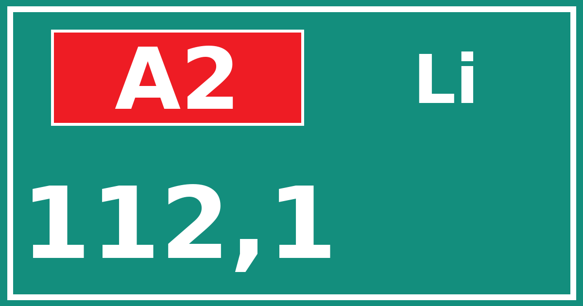 Hectometerbord A2 112,1 zijde Li