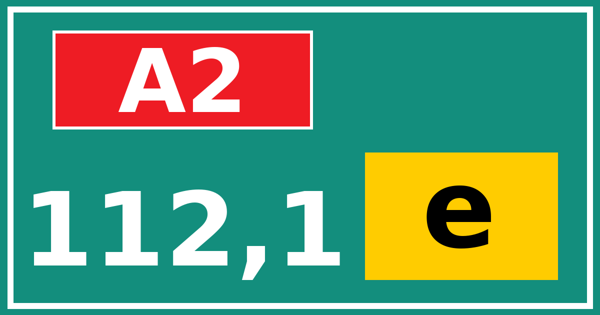 Hectometerbord A2 112,1 letter e