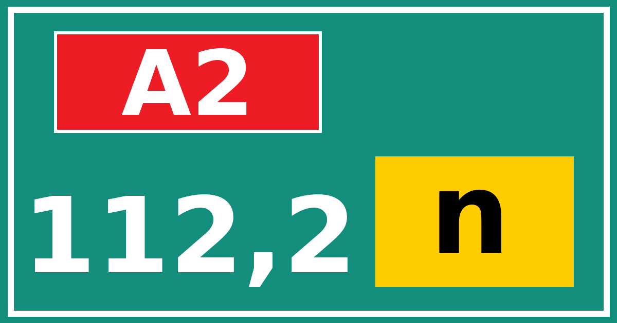 Hectometerbord A2 112,2 letter n