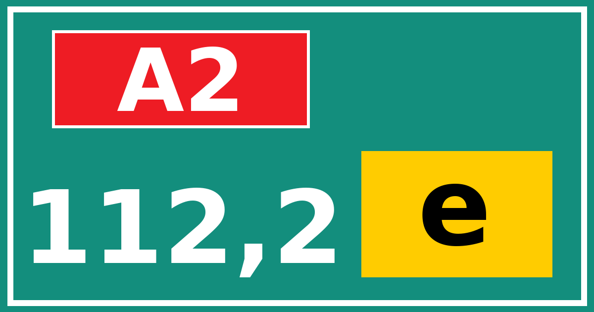 Hectometerbord A2 112,2 letter e