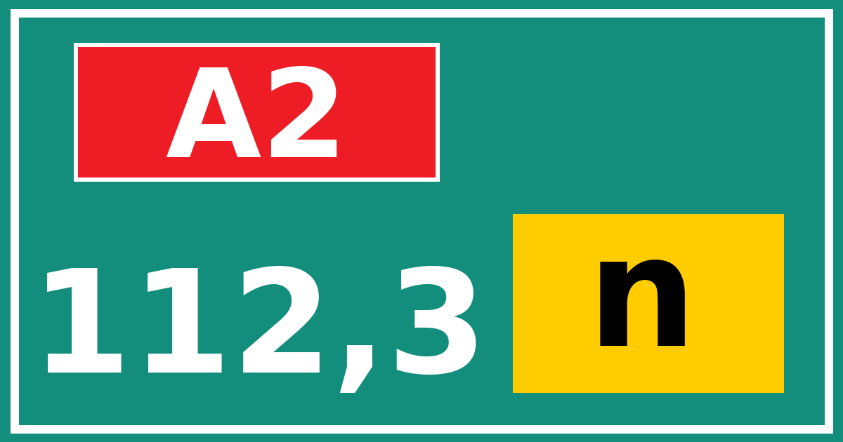 Hectometerbord A2 112,3 letter n