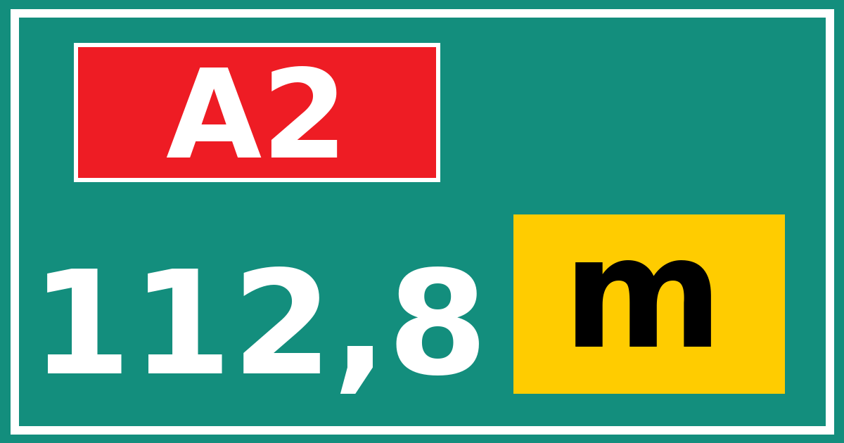 Hectometerbord A2 112,8 letter m