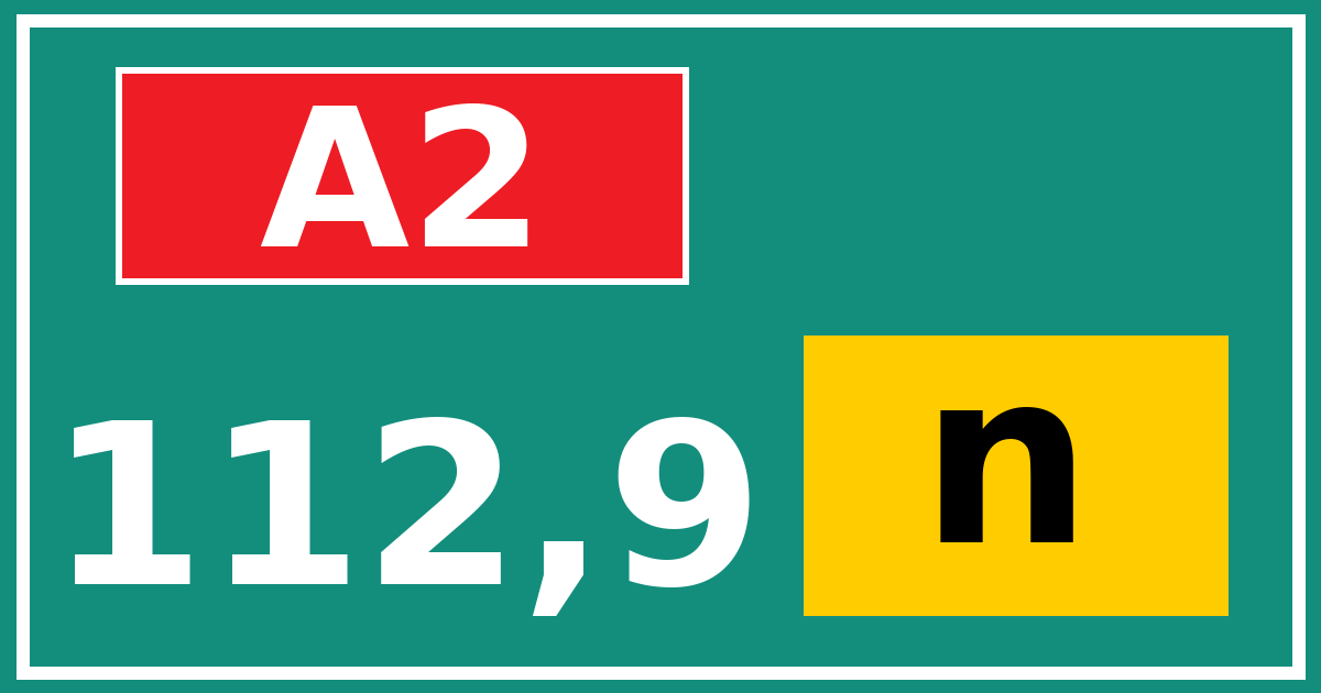 Hectometerbord A2 112,9 letter n