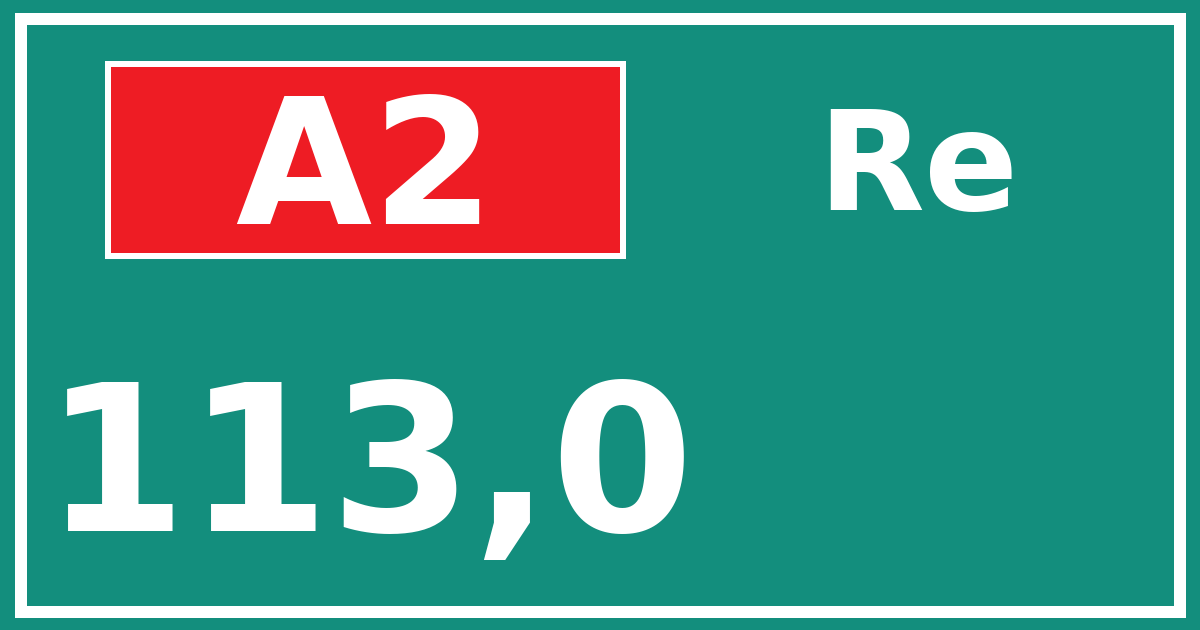 Hectometerbord A2 113,0 zijde Re