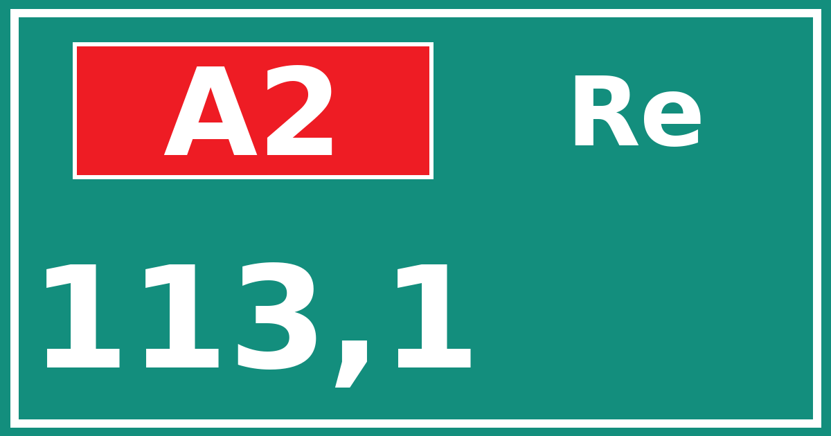 Hectometerbord A2 113,1 zijde Re