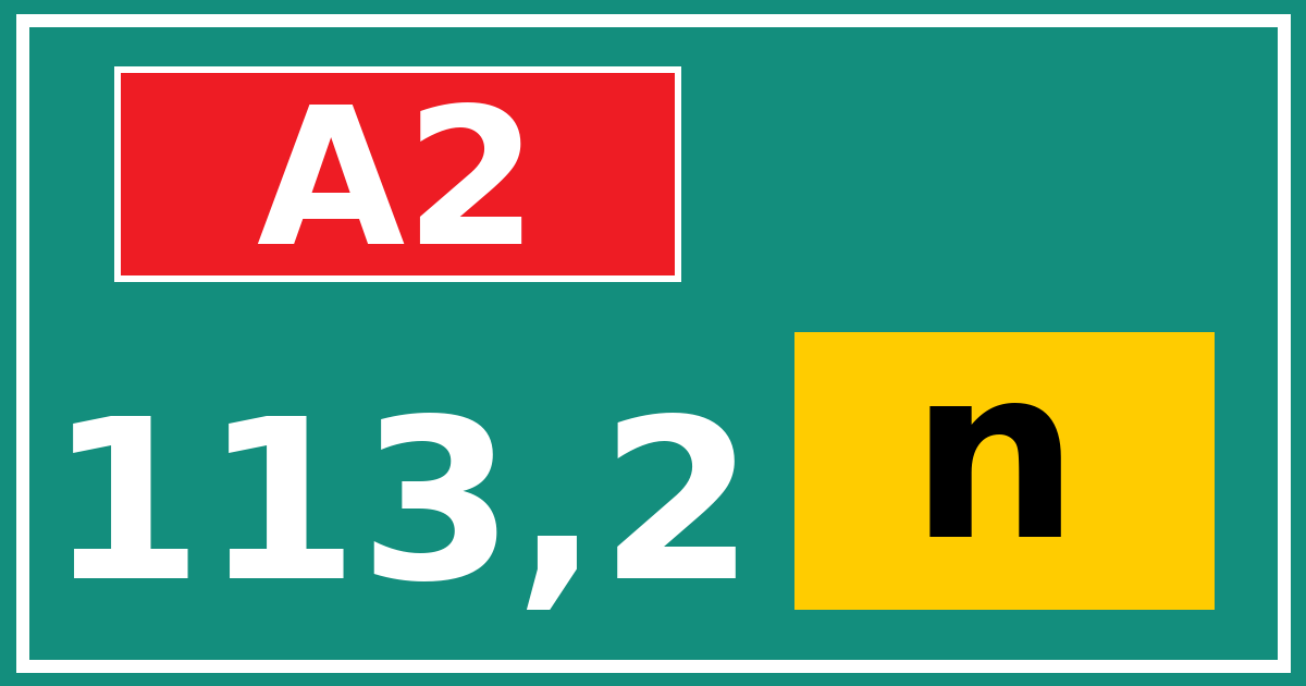Hectometerbord A2 113,2 letter n