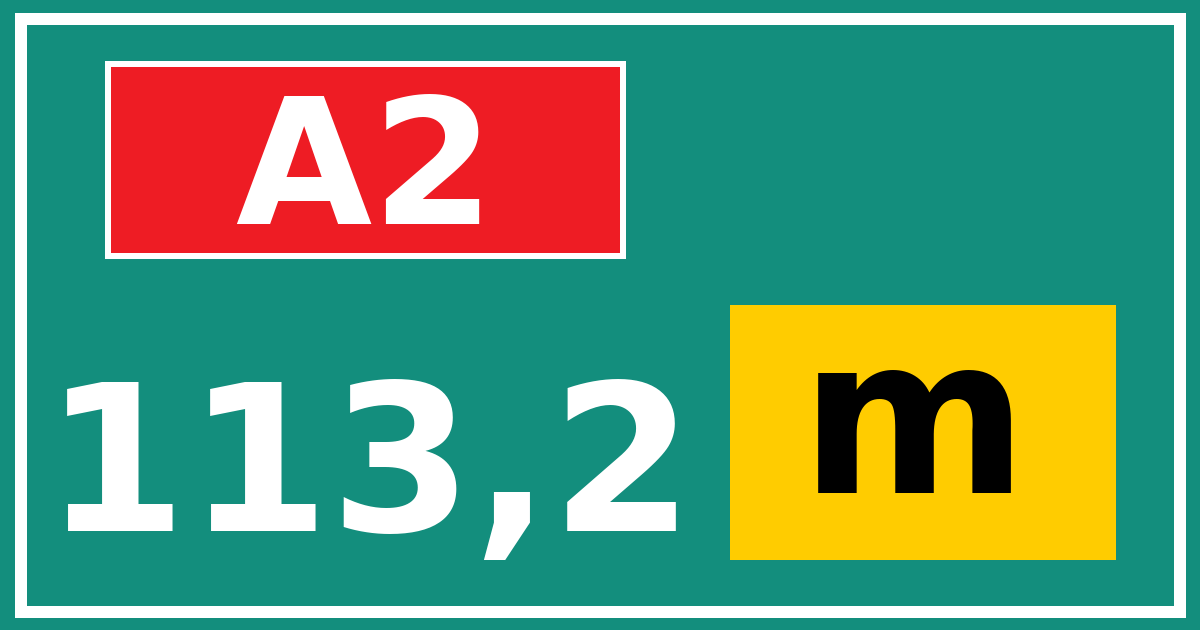 Hectometerbord A2 113,2 letter m
