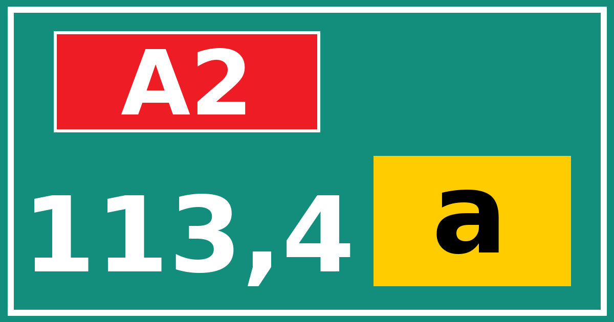 Hectometerbord A2 113,4 letter a