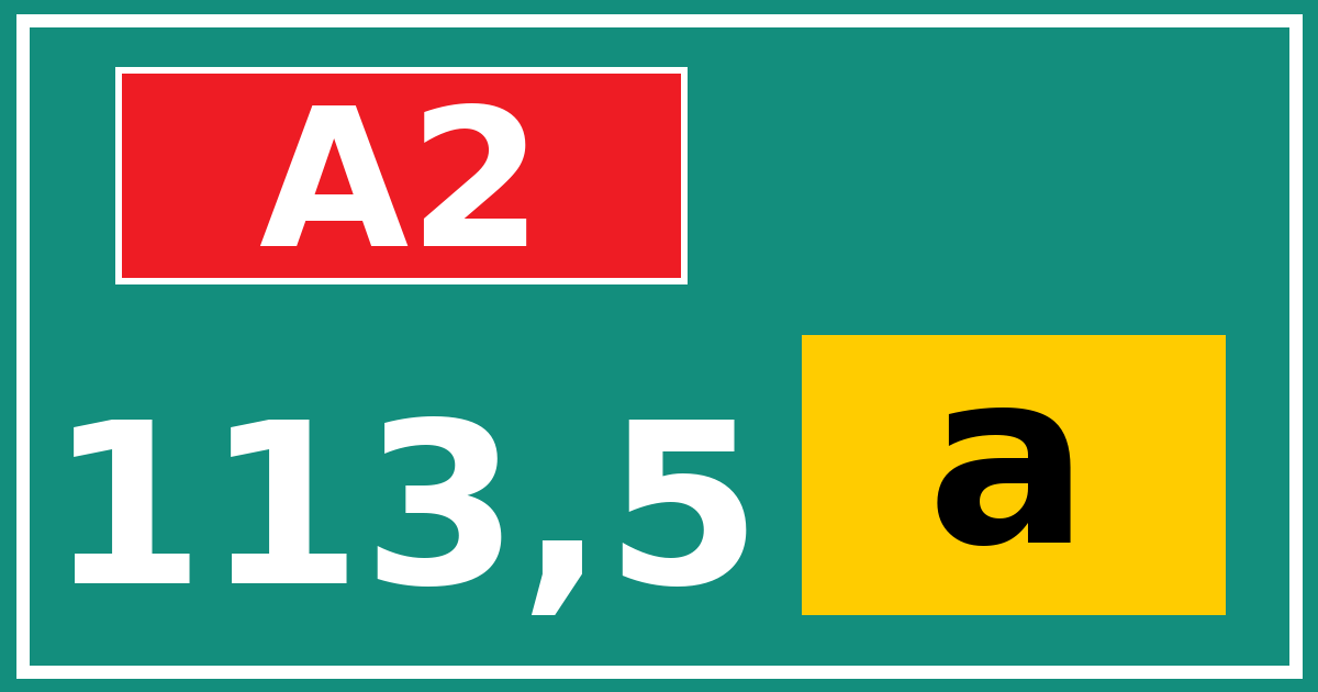 Hectometerbord A2 113,5 letter a