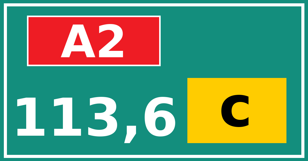 Hectometerbord A2 113,6 letter c