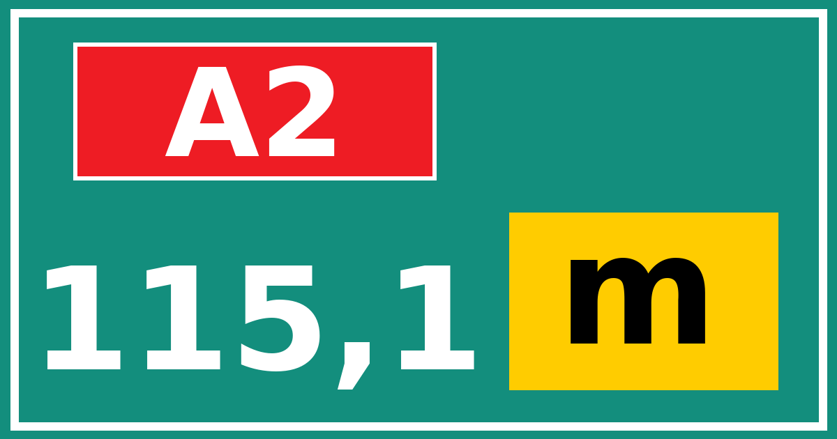 Hectometerbord A2 115,1 letter m