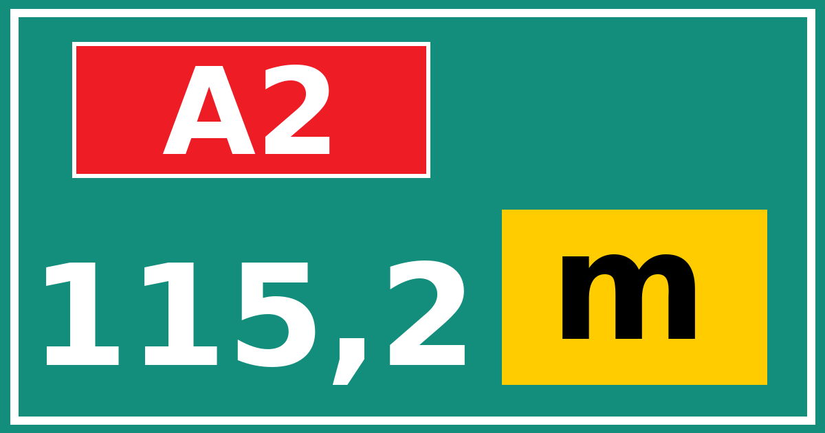 Hectometerbord A2 115,2 letter m