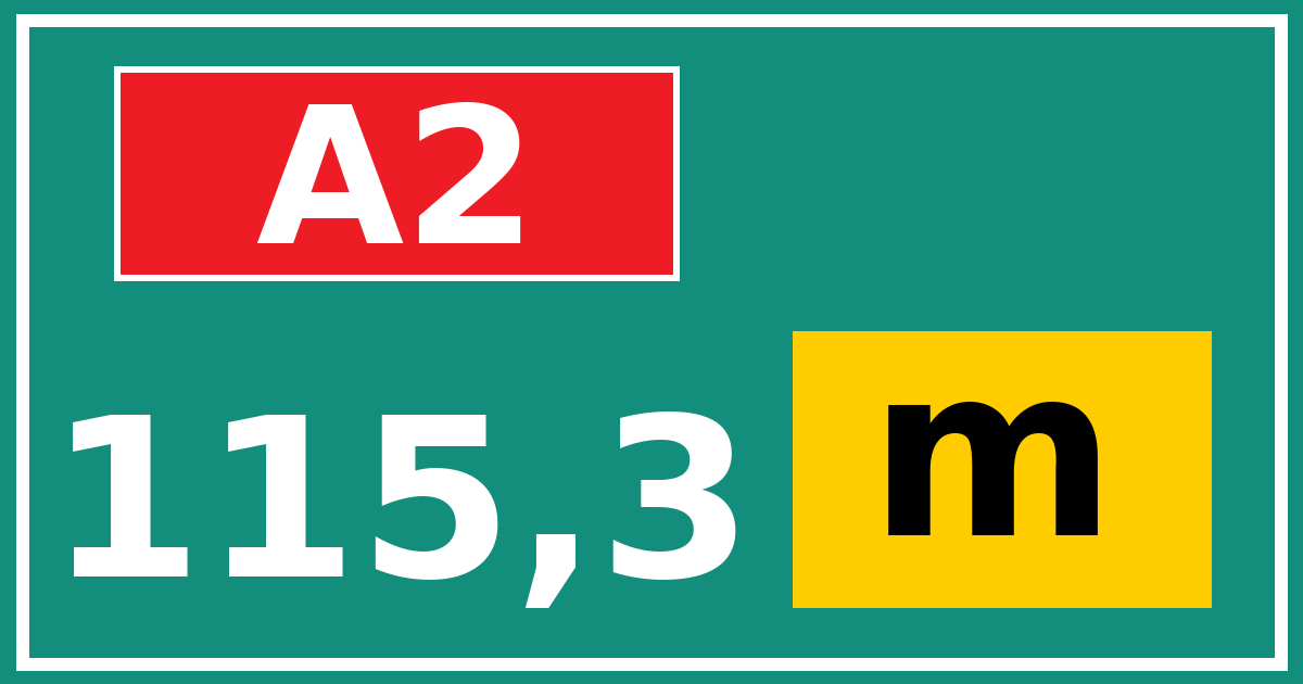 Hectometerbord A2 115,3 letter m