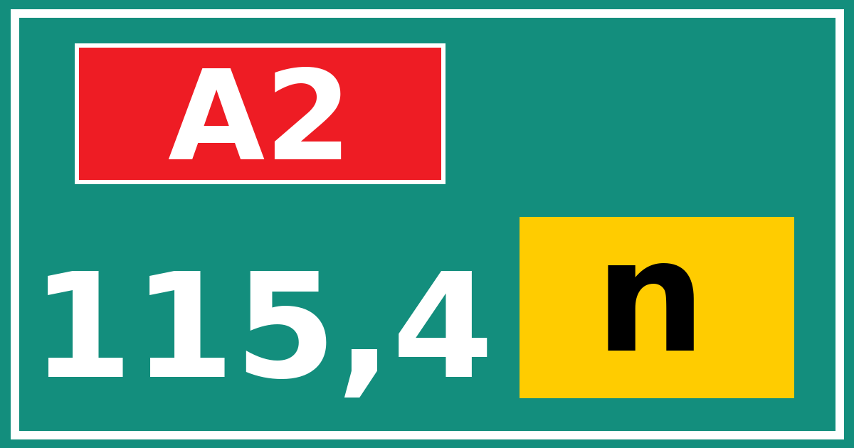 Hectometerbord A2 115,4 letter n