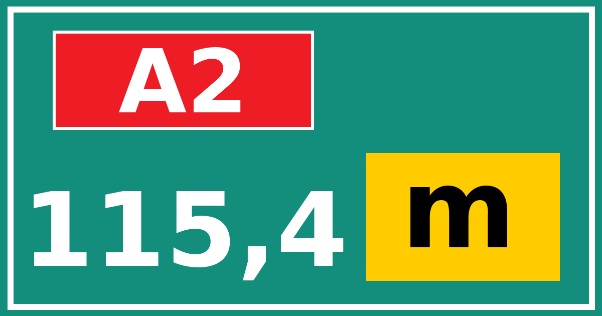 Hectometerbord A2 115,4 letter m