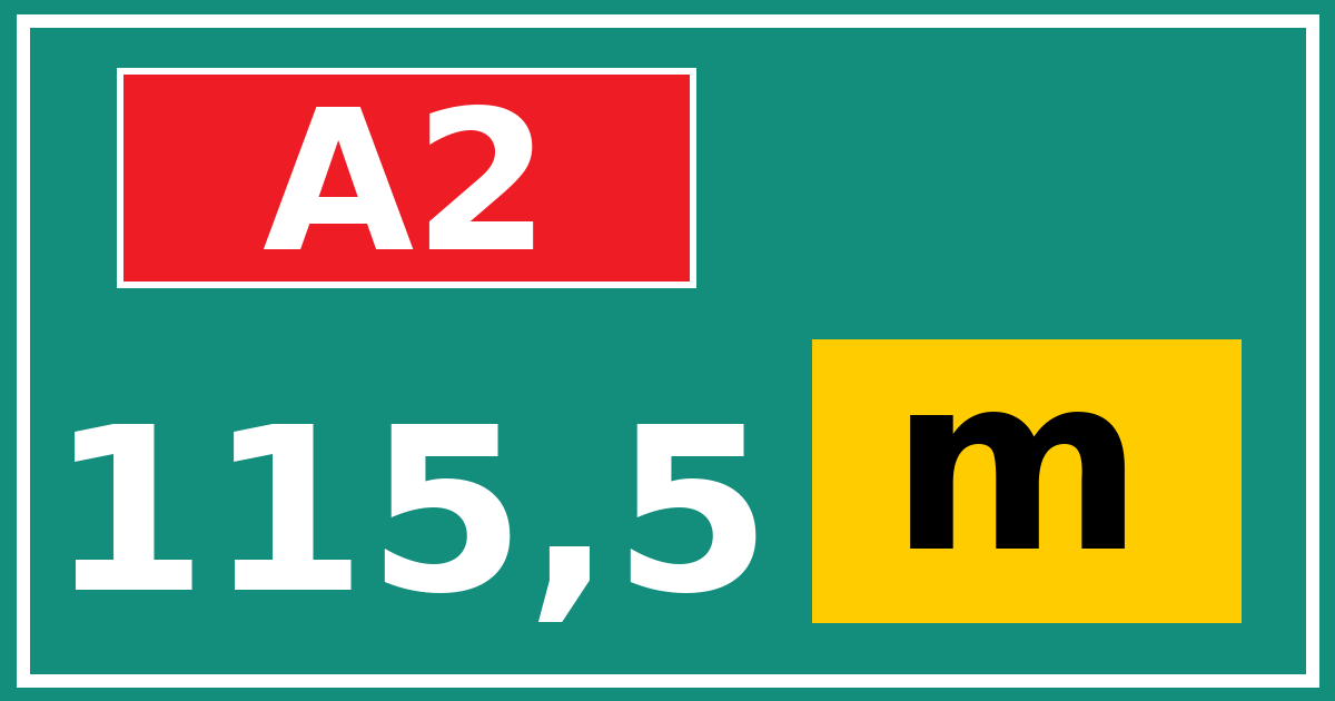 Hectometerbord A2 115,5 letter m