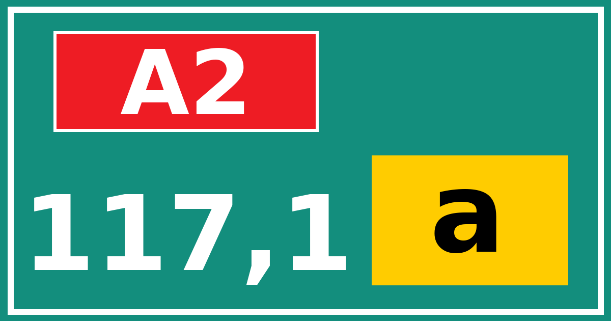 Hectometerbord A2 117,1 letter a