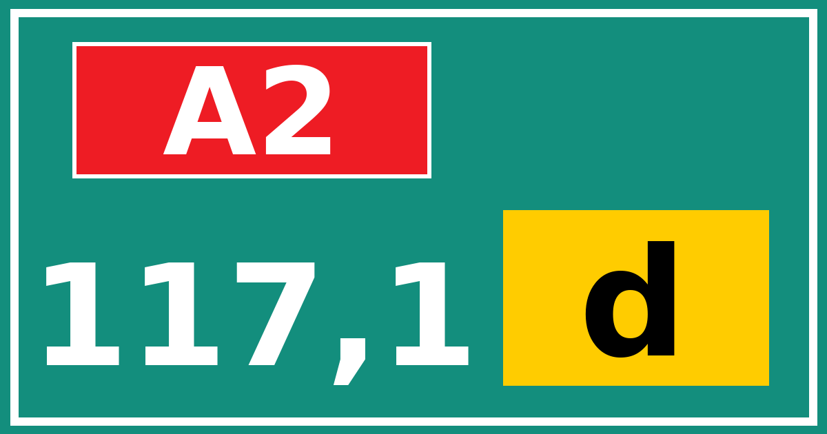 Hectometerbord A2 117,1 letter d