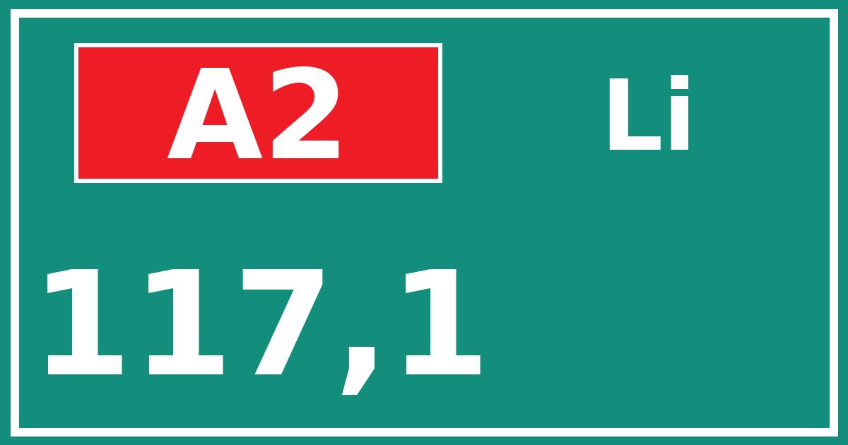 Hectometerbord A2 117,1 zijde Li