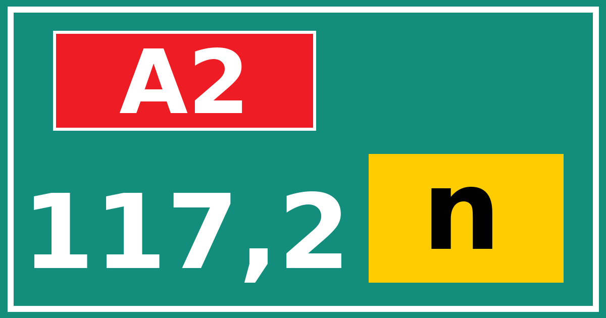 Hectometerbord A2 117,2 letter n