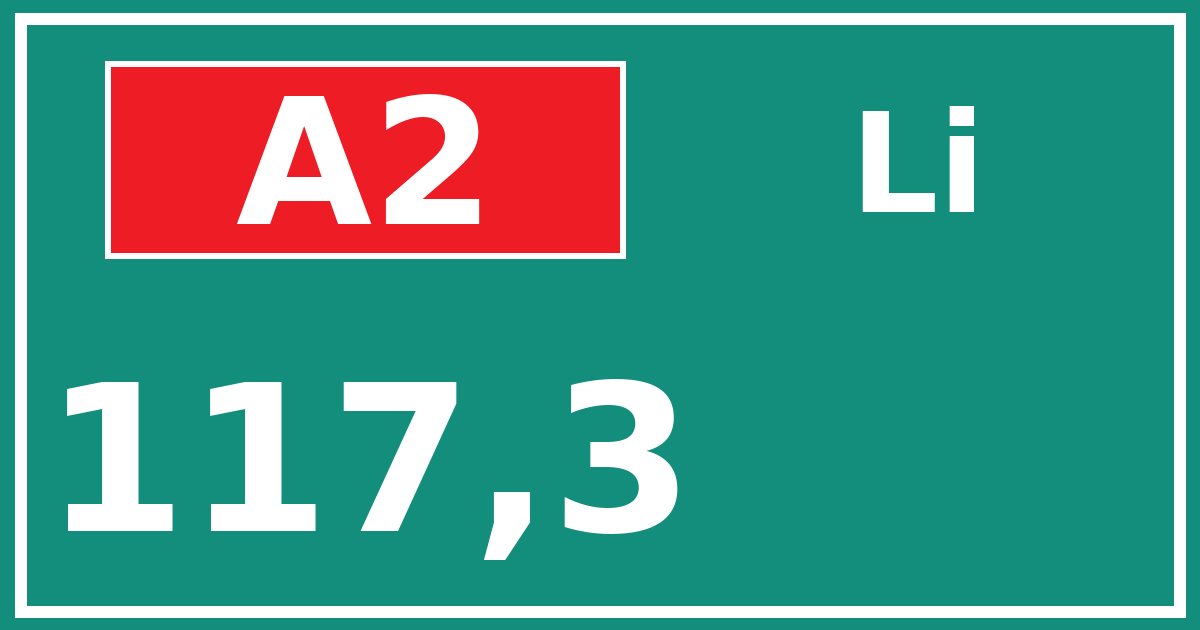 Hectometerbord A2 117,3 zijde Li