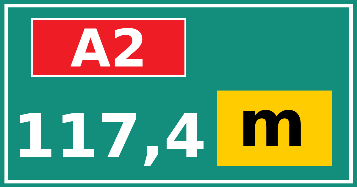 Hectometerbord A2 117,4 letter m