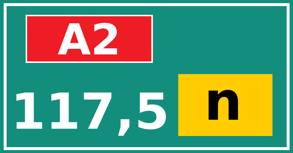 Hectometerbord A2 117,5 letter n