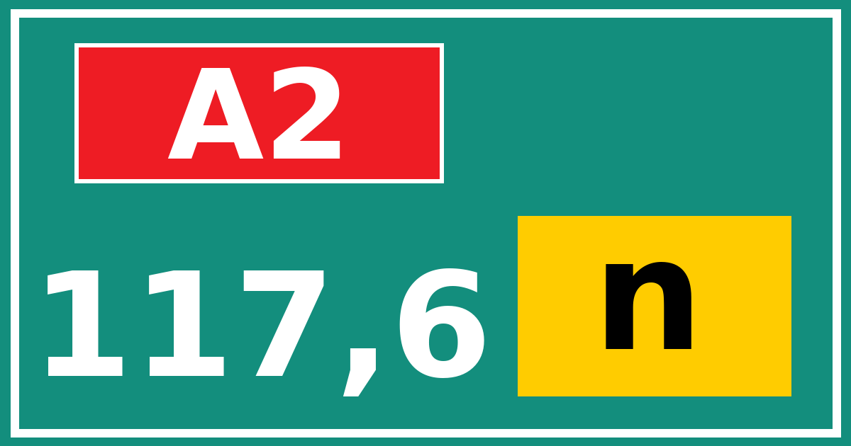 Hectometerbord A2 117,6 letter n