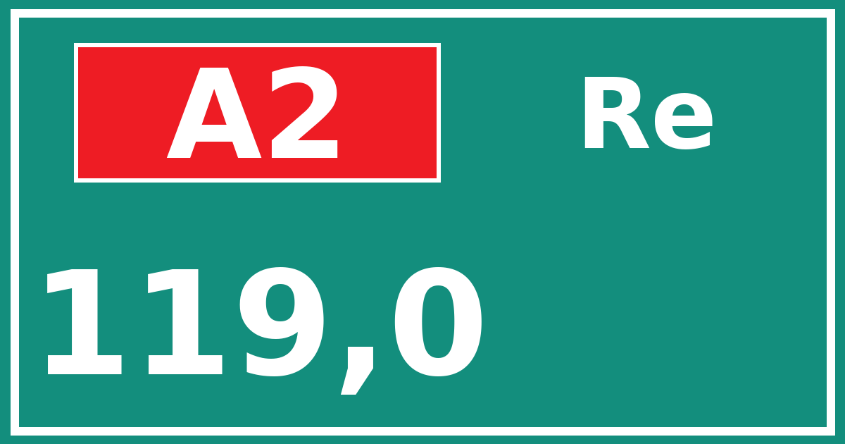 Hectometerbord A2 119,0 zijde Re