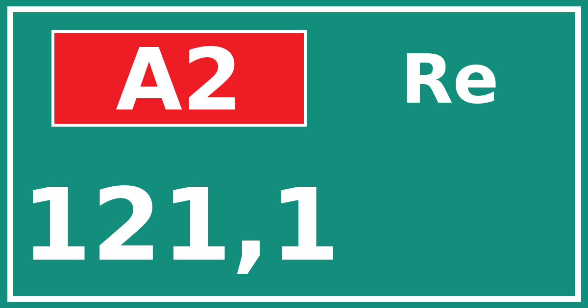 Hectometerbord A2 121,1 zijde Re