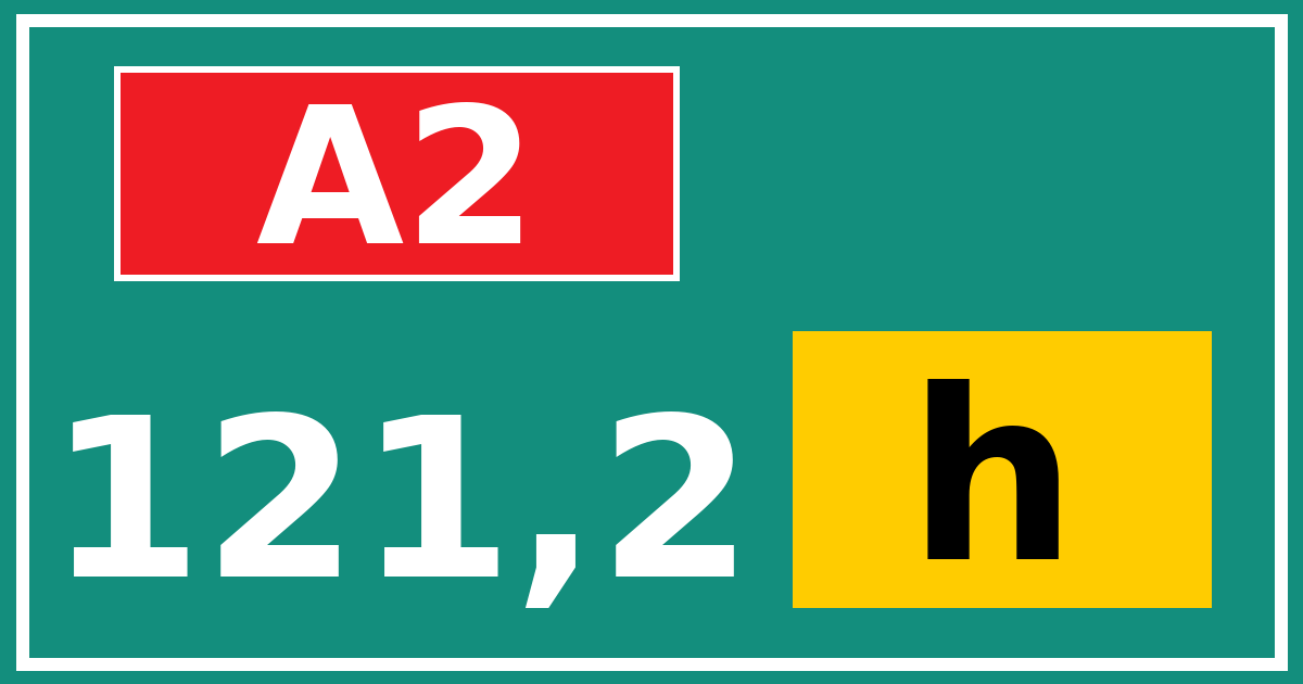 Hectometerbord A2 121,2 letter h