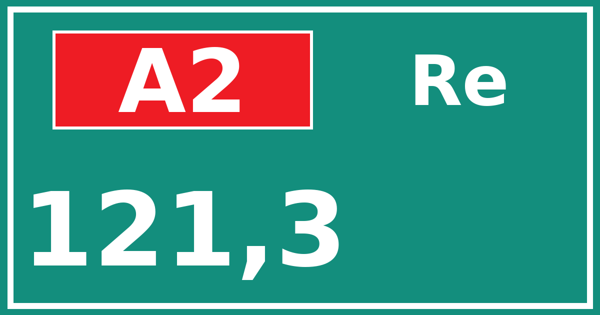 Hectometerbord A2 121,3 zijde Re