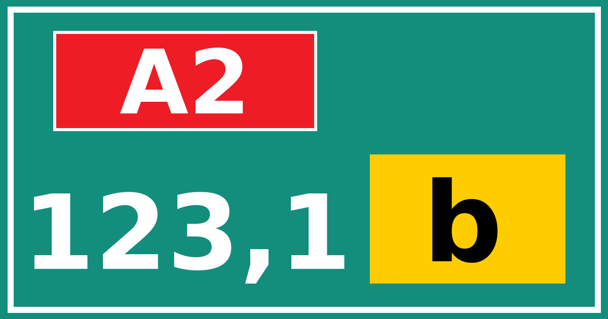 Hectometerbord A2 123,1 letter b