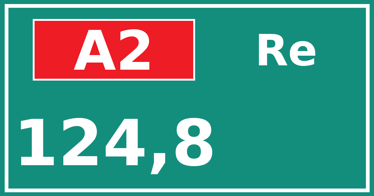 Hectometerbord A2 124,8 zijde Re