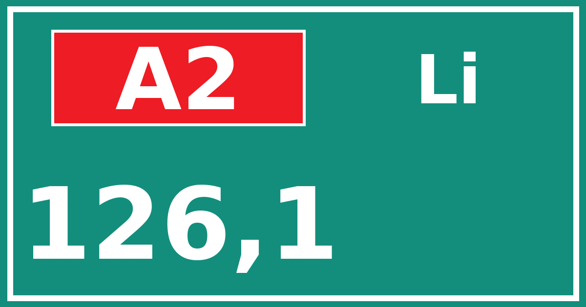 Hectometerbord A2 126,1 zijde Li