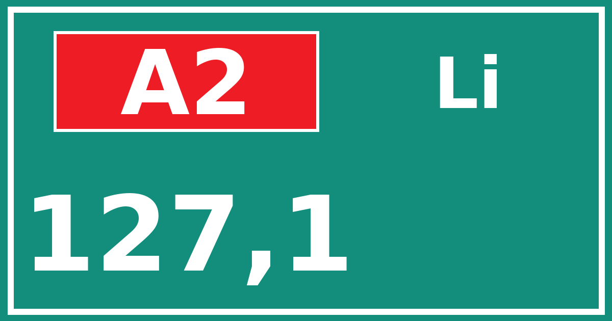 Hectometerbord A2 127,1 zijde Li