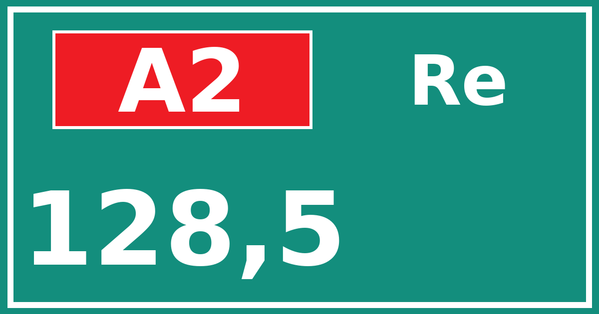 Hectometerbord A2 128,5 zijde Re