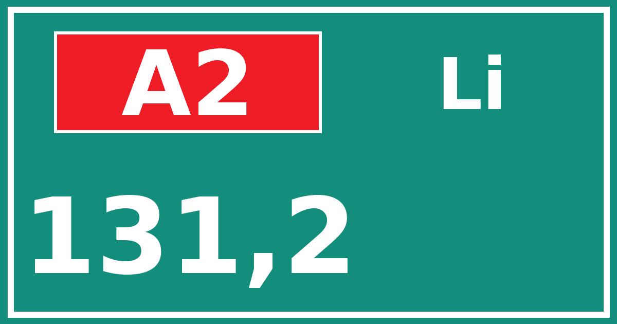 Hectometerbord A2 131,2 zijde Li