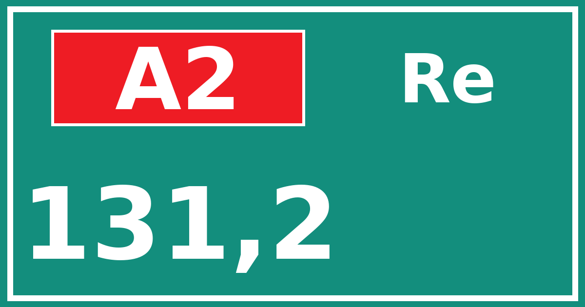 Hectometerbord A2 131,2 zijde Re