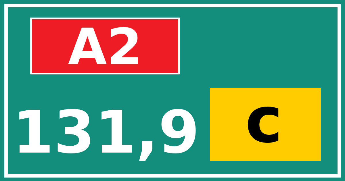 Hectometerbord A2 131,9 letter c