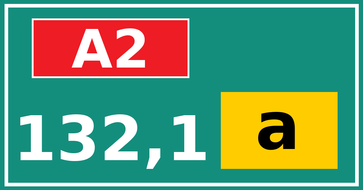 Hectometerbord A2 132,1 letter a
