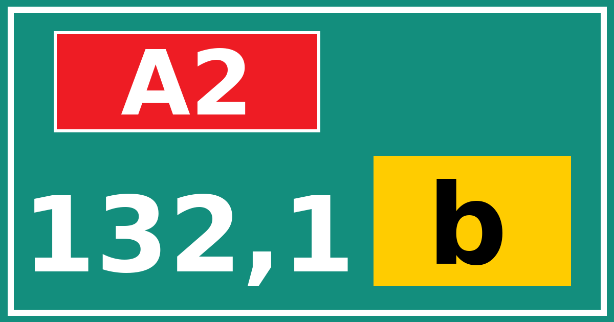 Hectometerbord A2 132,1 letter b