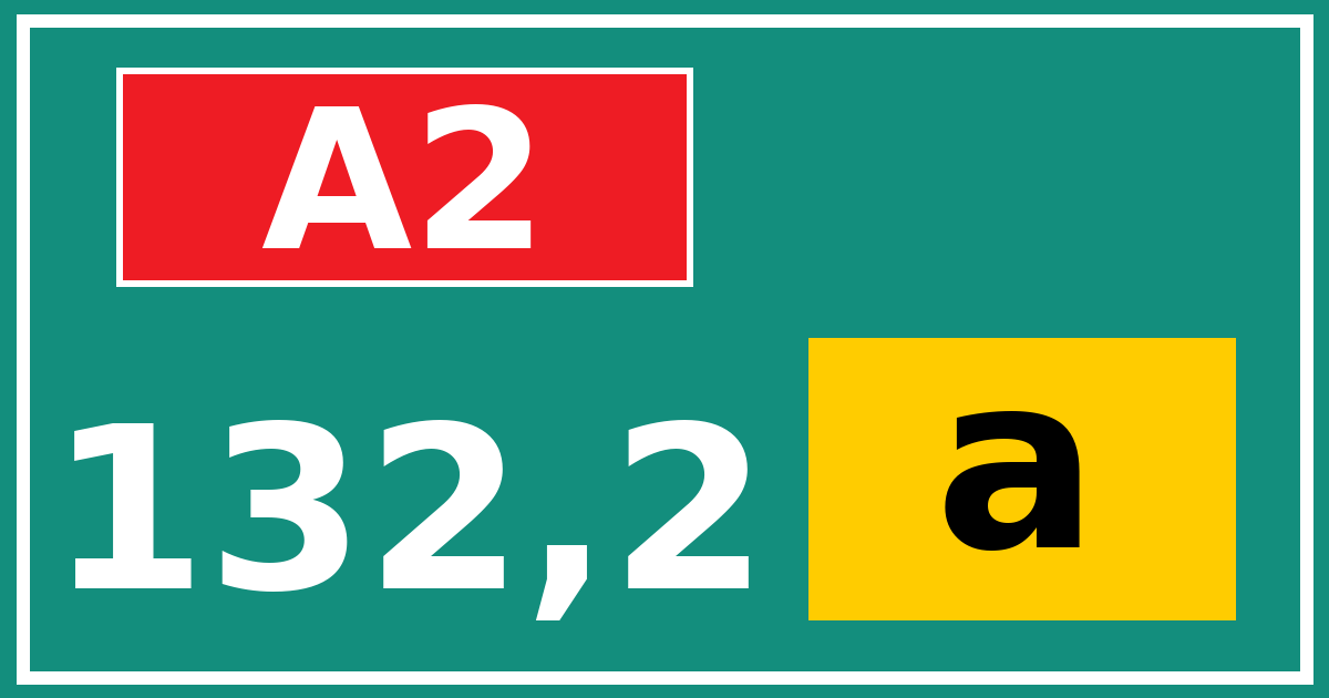 Hectometerbord A2 132,2 letter a