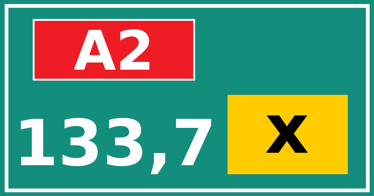 Hectometerbord A2 133,7 letter x