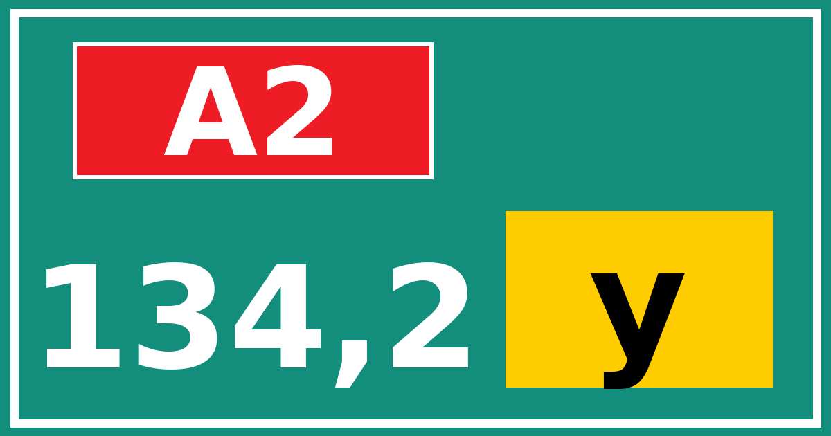 Hectometerbord A2 134,2 letter y