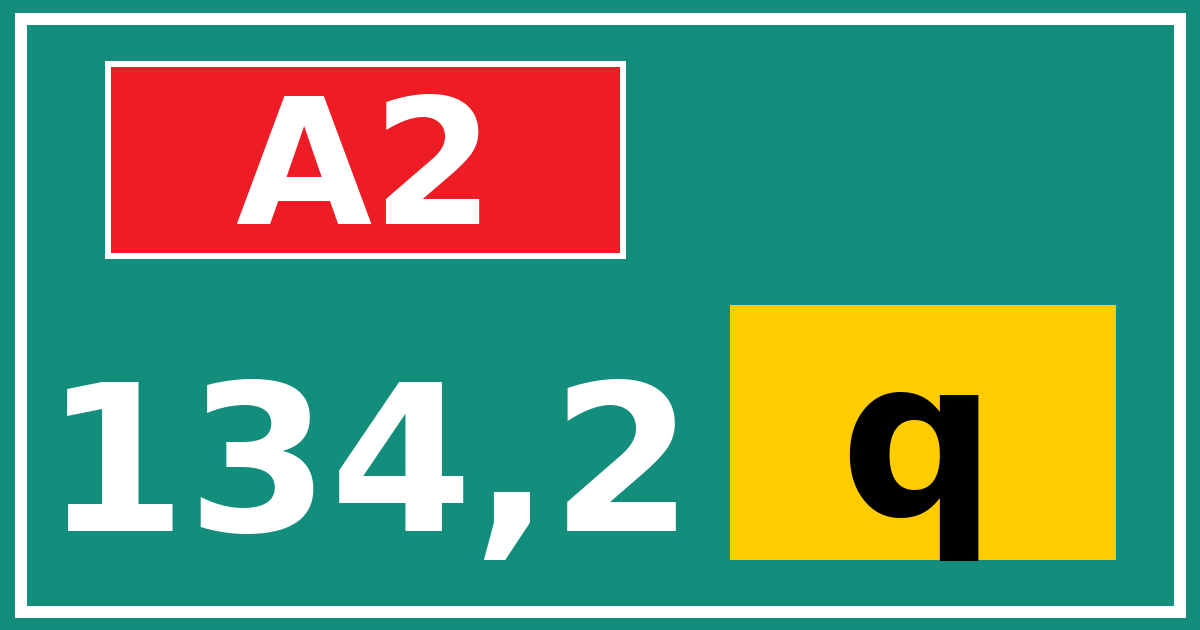 Hectometerbord A2 134,2 letter q