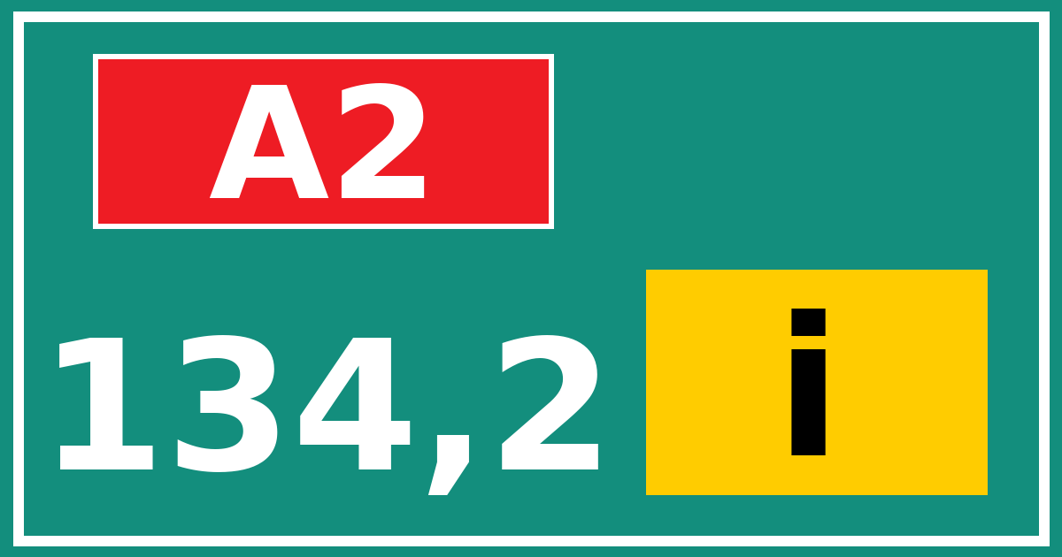Hectometerbord A2 134,2 letter i