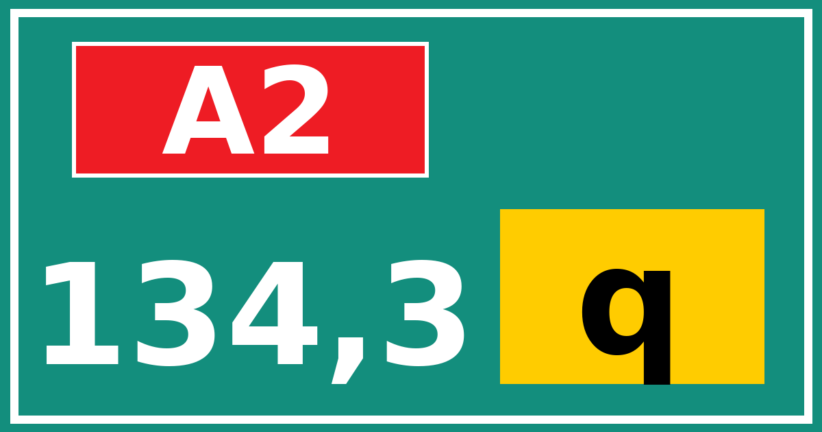 Hectometerbord A2 134,3 letter q
